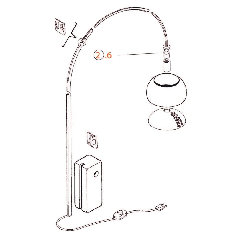 Replacement Flos Arco Lamp Holder with RF0300300 Connection – Original Accessory Replacement Flos Arco Lamp Holder with RF0300300 Connection – Original Accessory