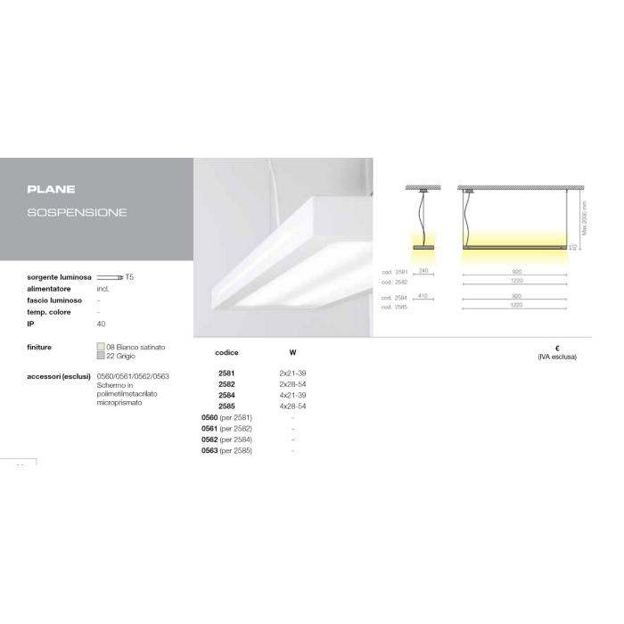 Microprismatic Polymethylmethacrylate Screen for Plane Suspension Biffi Luce 2582