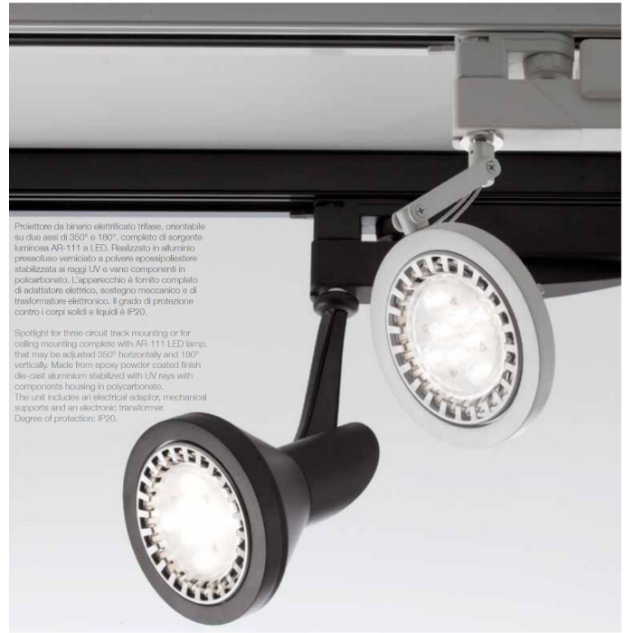 Nalim - Max 75W G53 RAL9010 White 40° Projector for Track