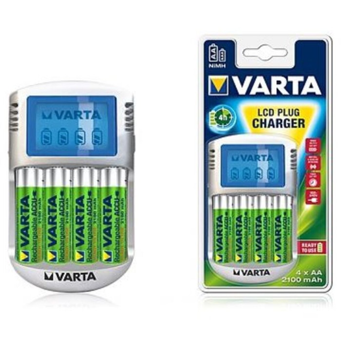 Lcd plug charger incl. 4 x aa da 2100  r