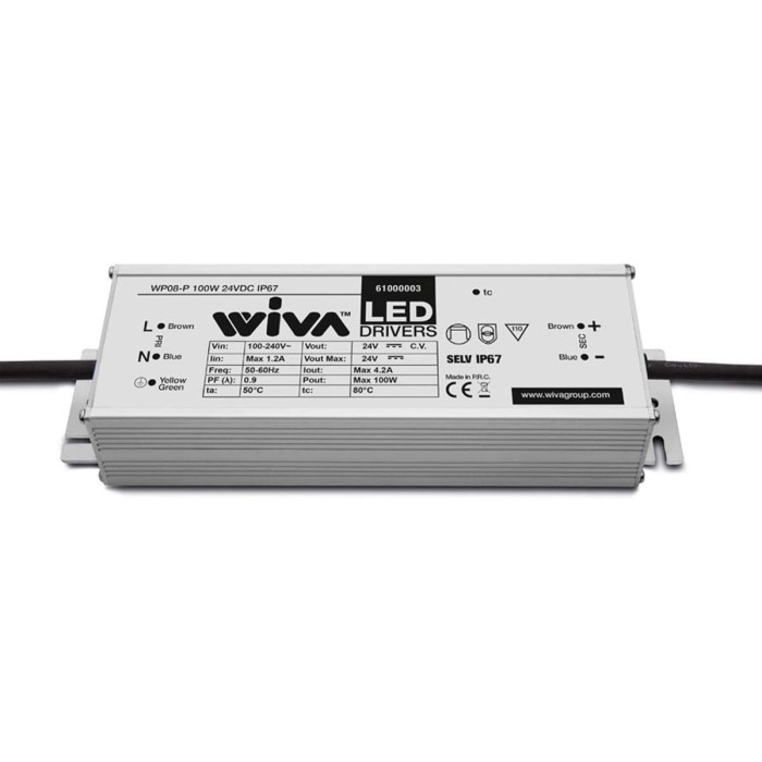 WP08-P 100W 24VDC IP67 LED Driver – Reliable and Durable for LED Floodlights