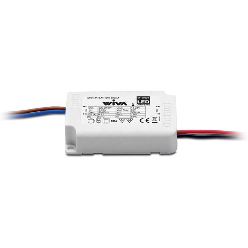 Compact Constant Current Electronic Power Supply for LED WP01-P FLAT 12W 500mA Compact Constant Current Electronic Power Supply for LED WP01-P FLAT 12W 500mA