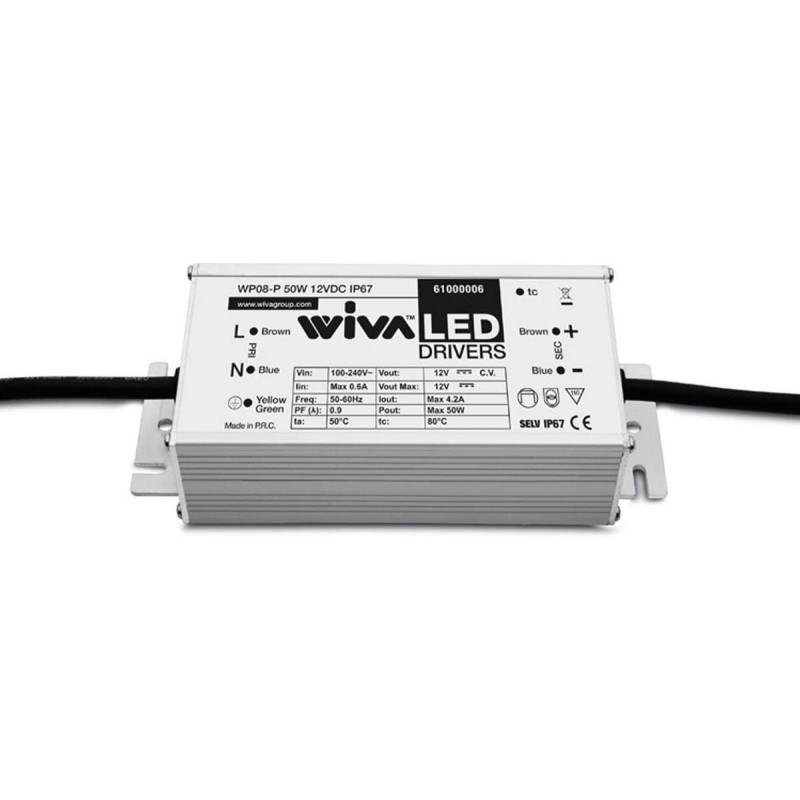 Driver WP08-P 50W 12V DC IP67 - 4.2A 100-240V AC 50/60Hz Driver WP08-P 50W 12V DC IP67 - 4.2A 100-240V AC 50/60Hz