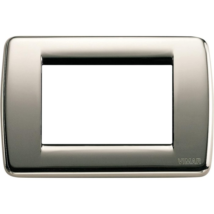 Vimar Rondò Metal 3-Place Plate, Black Chrome Finish - Code 16753.31