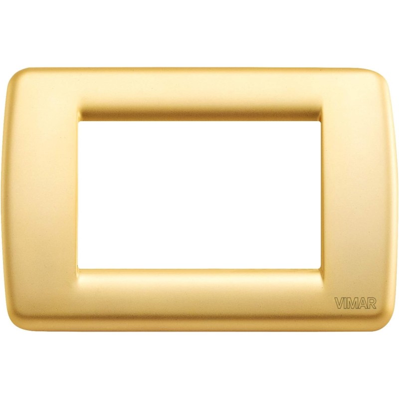 Vimar Rondò Metal 3-Place Plate, Matt Gold Finish - Code 16753.33 Vimar Rondò Metal 3-Place Plate, Matt Gold Finish - Code 16753.33