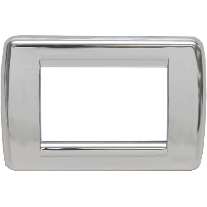 Vimar Rondò Metal 3-Place Plate, Chrome Finish - Code 16753.36