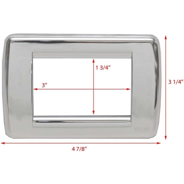 Vimar Rondò Metal 3-Place Plate, Chrome Finish - Code 16753.36