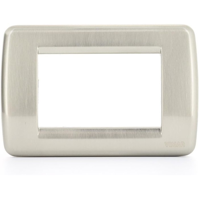 Vimar Rondò Metal 3-Place Plate, Nickel Finish - Code 16753.34