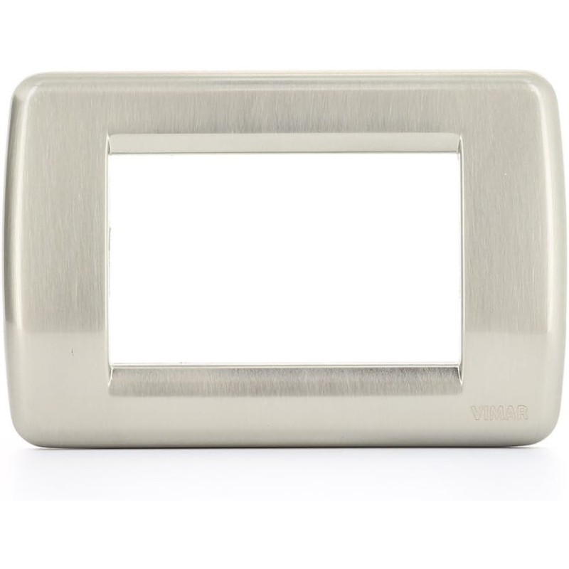 Vimar Rondò Metal 3-Place Plate, Nickel Finish - Code 16753.34 Vimar Rondò Metal 3-Place Plate, Nickel Finish - Code 16753.34