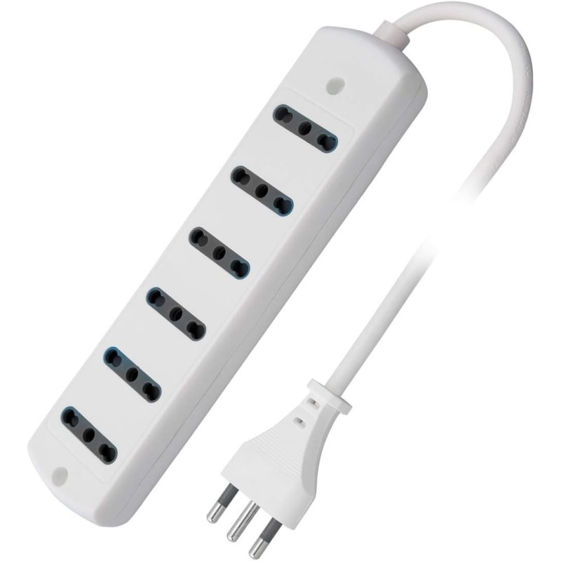 IMQ Certified 6-Place 10/16A Power Strip with Overload Protection - White Color IMQ Certified 6-Place 10/16A Power Strip with Overload Protection - White Color