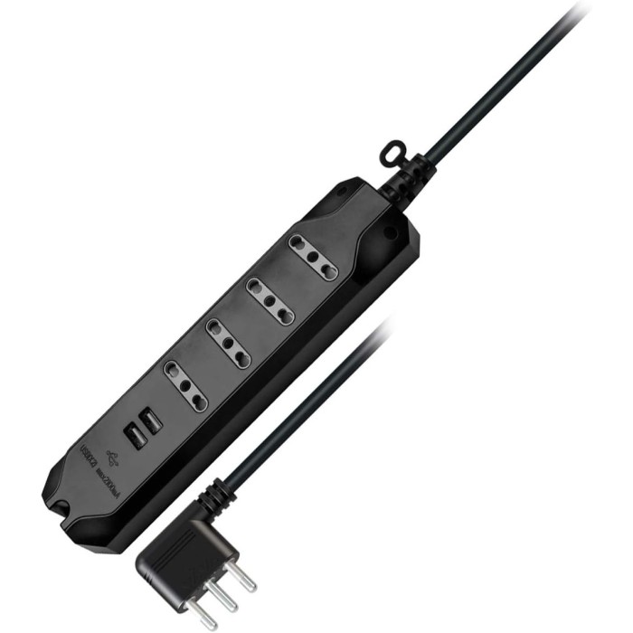 4-Way Power Strip 10/16A+T Two-Way with 2 USB Ports
