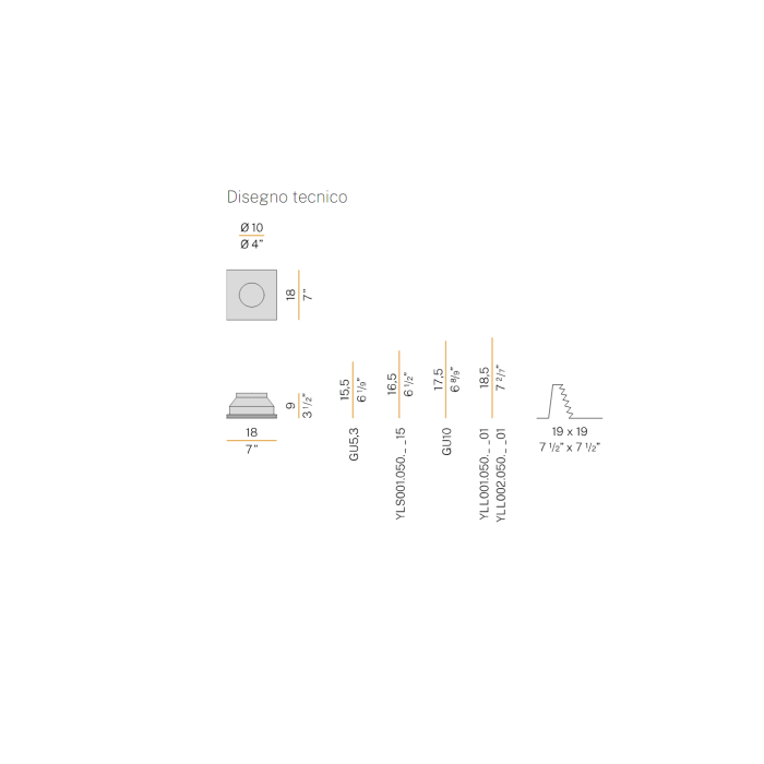 Panzeri East XGR1027 Adjustable Recessed Spotlight in Plaster with Concealed Frame and GU10 Socket