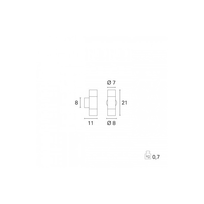 Miami wall square 2xgu10 ip65silver