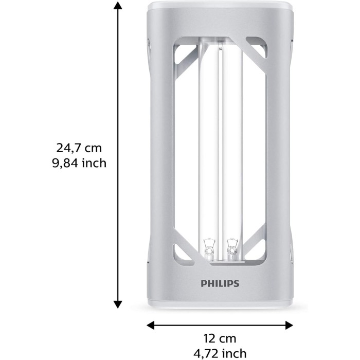 Philips UV-C Table Lamp with Motion Sensor for Room Disinfection, 24W, Integrated Timer, Aluminum
