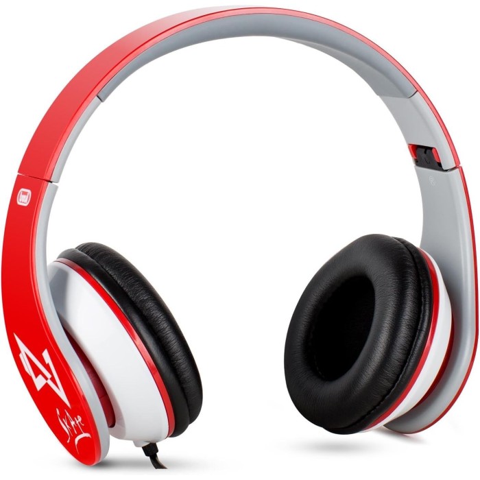 Red digital stereo headphones