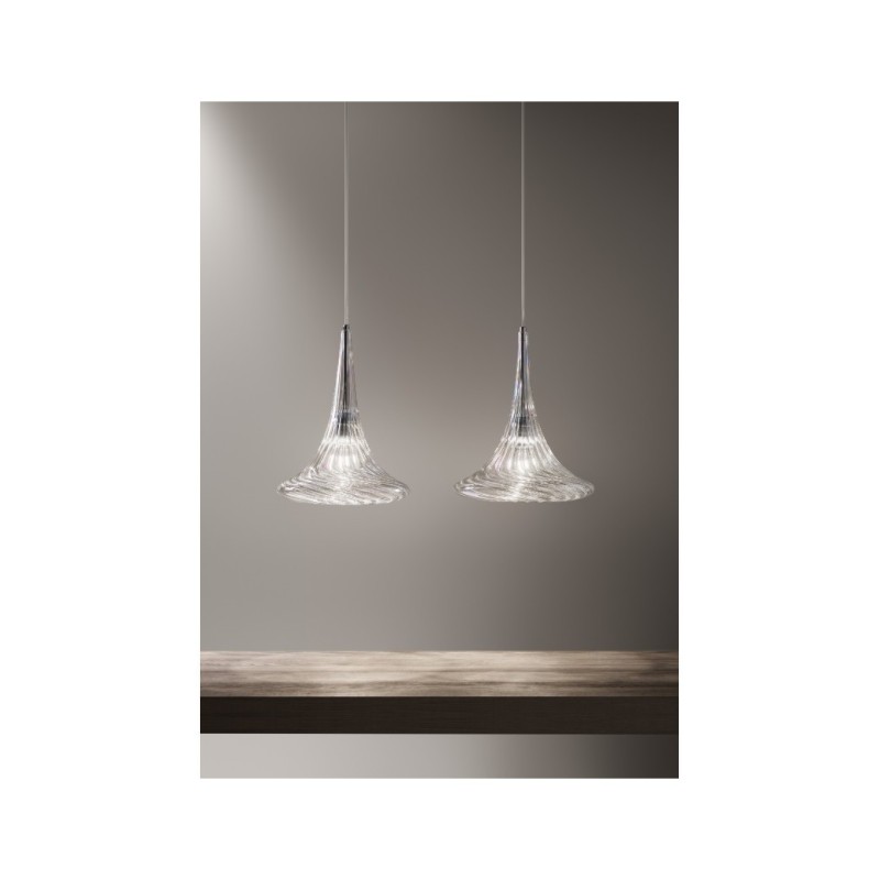 Antea Luce Noa - Pendant Lamp, 18 cm Double Smoke and Chrome Antea Luce Noa - Pendant Lamp, 18 cm Double Smoke and Chrome