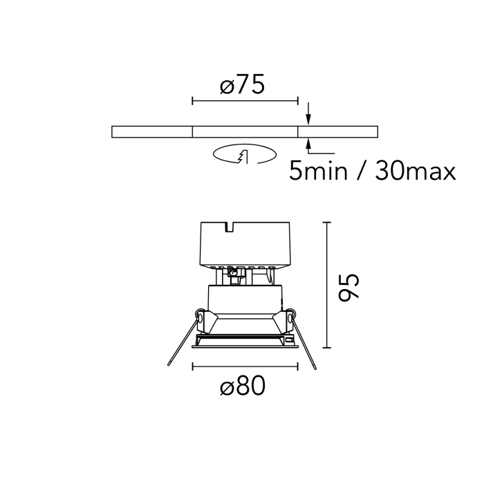 Flos Easy Kap Ø 80 Plus Fixed Optic Medium LED 13W 3000K Recessed Spotlight - Black