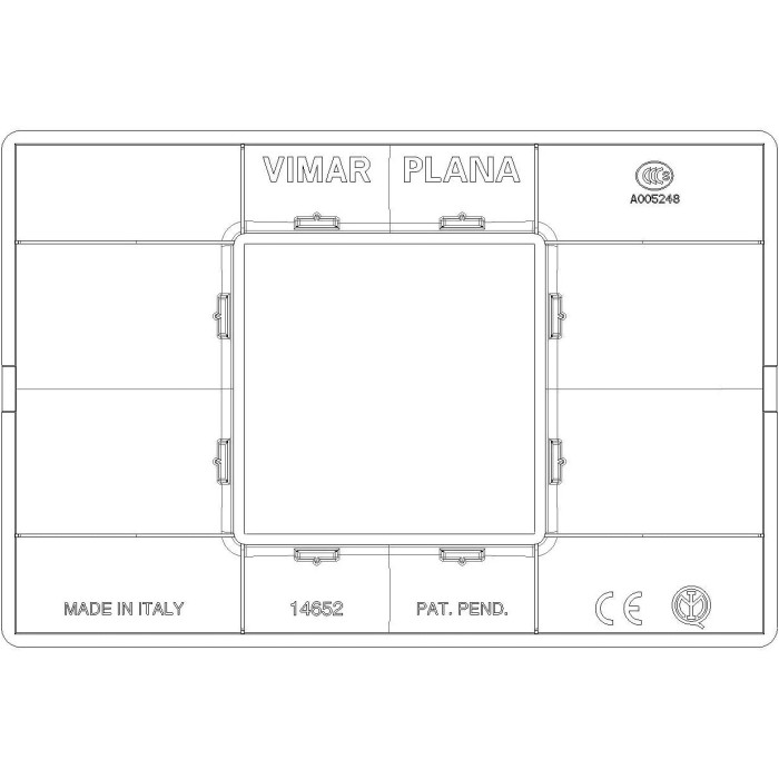 Vimar 2-Module Central Plate White - Model 14652.01