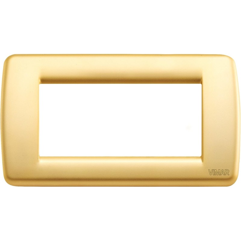 Rondò 4-Place Plate, Metal, Matt Gold Finish, Vimar, Code: 16754.33 Rondò 4-Place Plate, Metal, Matt Gold Finish, Vimar, Code: 16754.33