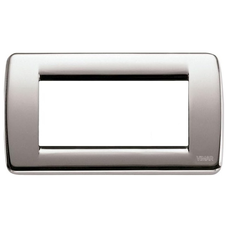 Rondò 4-Place Plate, Metal, Matt Nickel Finish, Vimar, Code: 16754.34 Rondò 4-Place Plate, Metal, Matt Nickel Finish, Vimar, Code: 16754.34