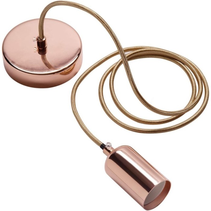 Polished Copper Metal Pendant Lamp with Vintage LED Smoke Bulb – E27 Industrial Style