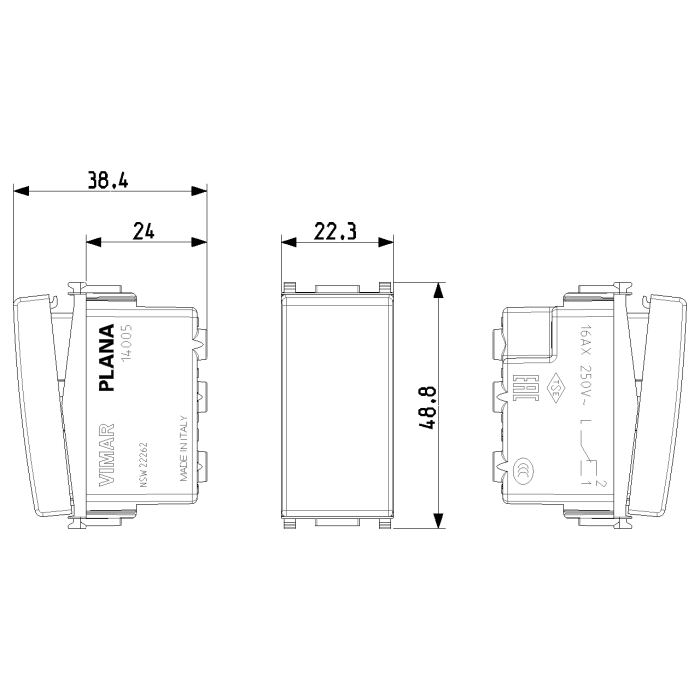 1 Pole Diverter 16AX - Vimar 14005