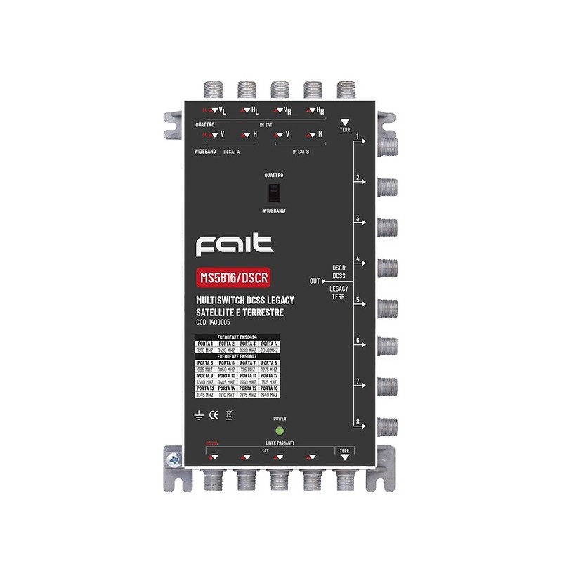 SAT+TERR Legacy/dSCR Switch - 8 Outputs (4 Legacy + 12 dSCR) SAT+TERR Legacy/dSCR Switch - 8 Outputs (4 Legacy + 12 dSCR)