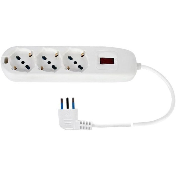 Ecova Power Strip with Overload Protection – 3 Universal Sockets – 10A Plug