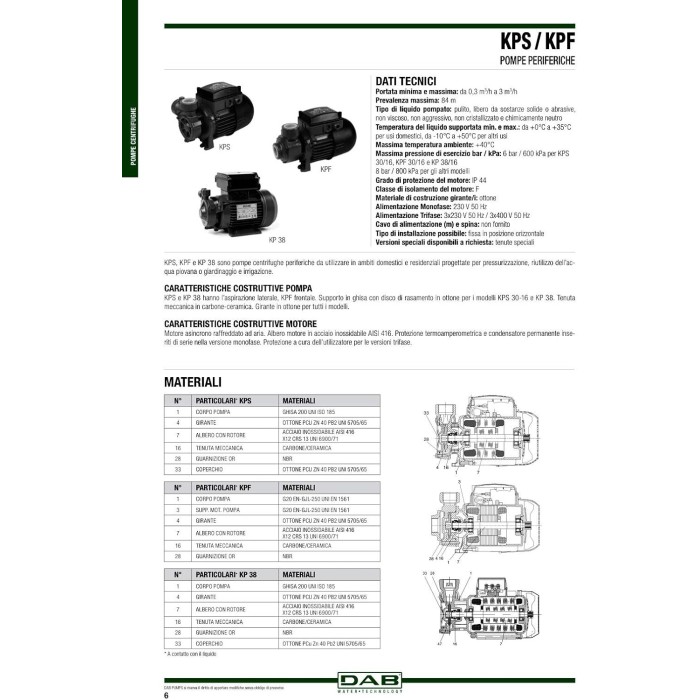 Elettropompa Periferica "KPS30/16M" – DAB