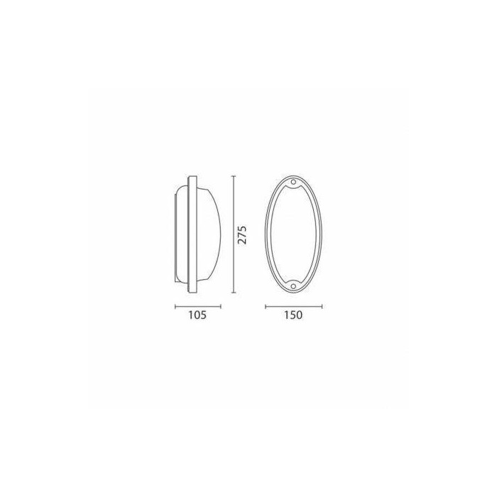 Large ellipse lamp 60w.gls--1x11w--1x15 (gray frame)