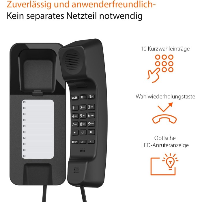 Gigaset Desk 200 Nero – Telefono a Filo Compatto e Funzionale
